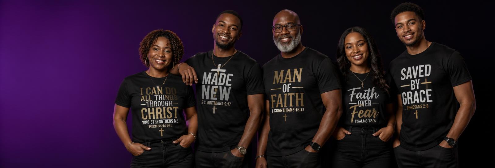 People wearing PeVa Designs Christian t-shirts